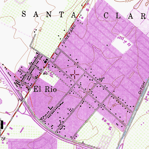 Topographic Map of First Baptist Church of El Rio, CA