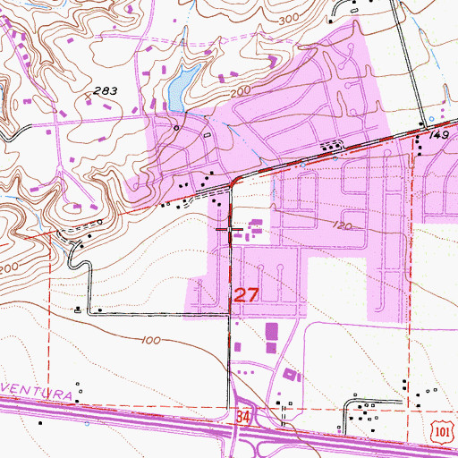 Topographic Map of Las Posas Elementary School, CA