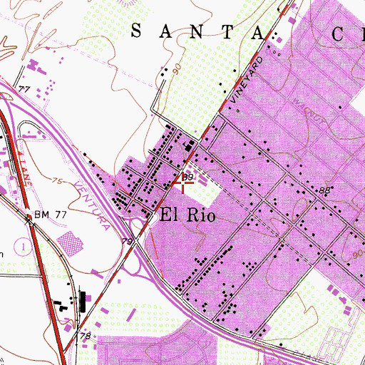 Topographic Map of Martinez Shopping Center, CA