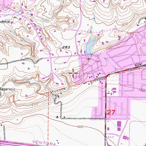 Topographic Map of Mount Cross Lutheran Church, CA