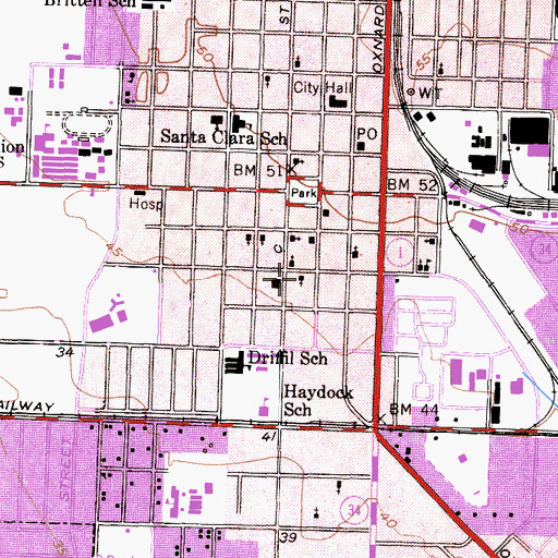 Topographic Map of Oxnard Christian Center, CA