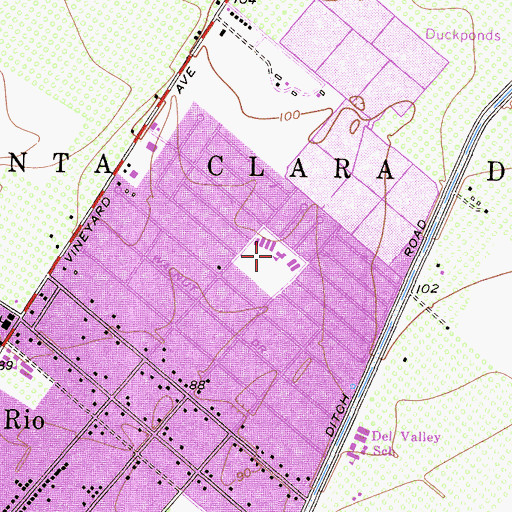 Topographic Map of Rio Plaza Elementary School, CA