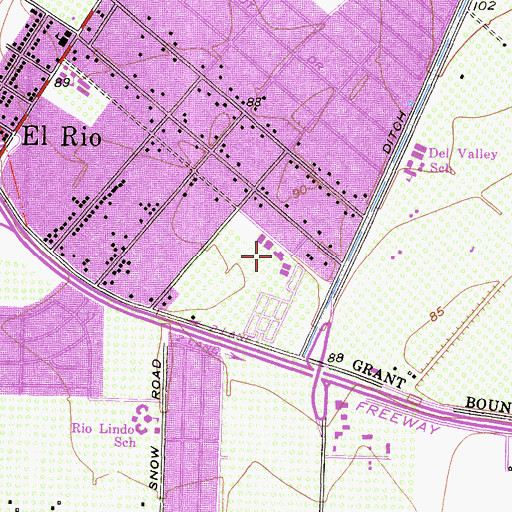 Topographic Map of Rio Real Elementary School, CA