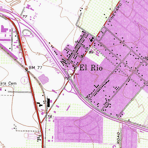 Topographic Map of Roger Jones Community Center, CA