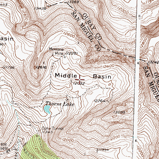 Topographic Map of Middle Basin, CO