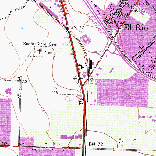 Topographic Map of Vineyard Plaza Shopping Center, CA