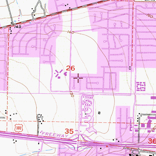 Topographic Map of Camarillo Church of Religious Science, CA
