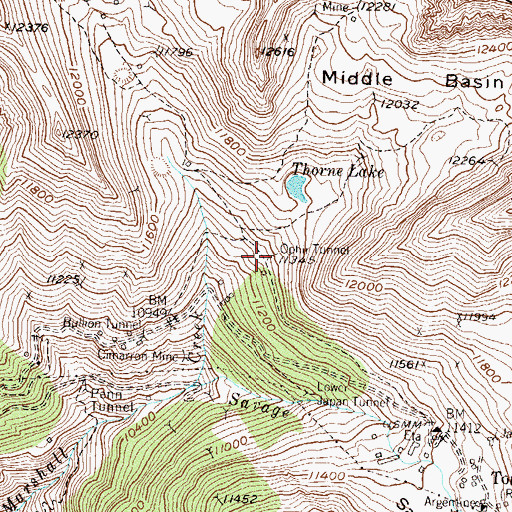 Topographic Map of Ophir Tunnel, CO