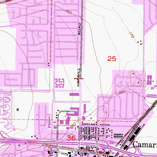 Topographic Map of Central Plaza Shopping Center, CA