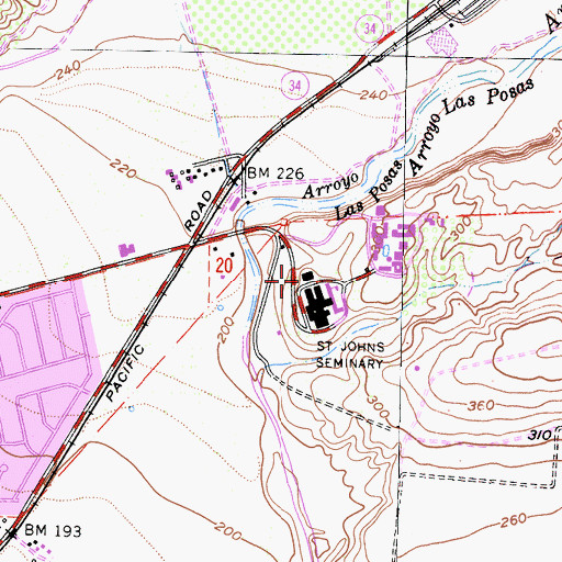 Topographic Map of Edward Lawrence Dohney Memorial Library, CA