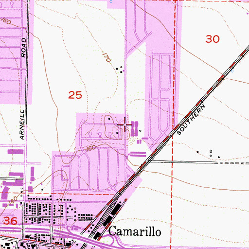 Topographic Map of Los Altos Intermediate School, CA