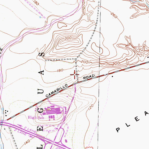 Topographic Map of Mission Oaks Shopping Center, CA