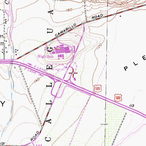 Topographic Map of Pardee Plaza Shopping Center, CA