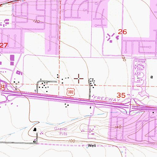 Topographic Map of Paseo Camarillo Shopping Center, CA
