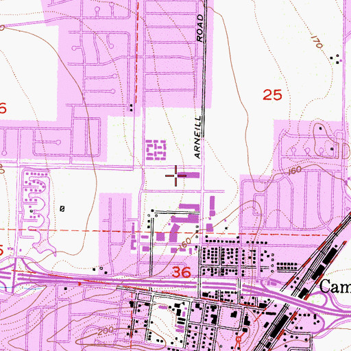 Topographic Map of Ponderosa North Shopping Center, CA