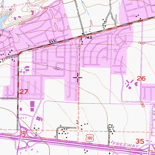 Topographic Map of Valle Lindo Elementary School, CA
