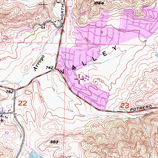Topographic Map of Banyan Elementary School, CA