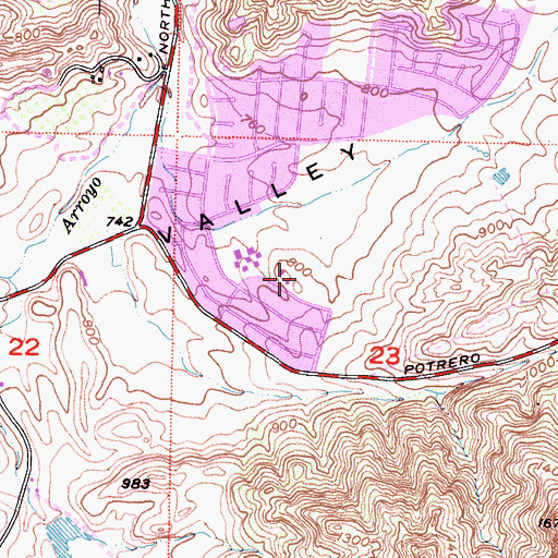 Topographic Map of Banyan Park, CA