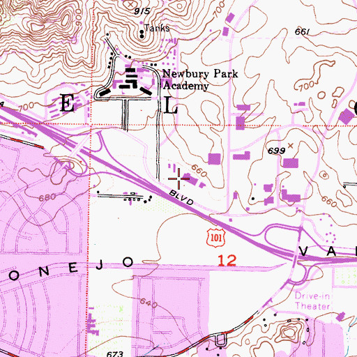 Topographic Map of Conejo Adventist Elementary School, CA