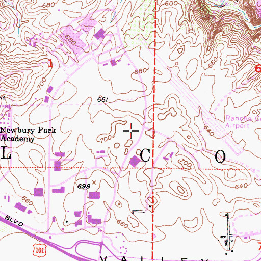 Topographic Map of Evangelical Free Church of the Conejo Valley, CA