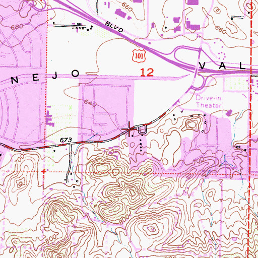 Topographic Map of King of Glory Lutheran Church, CA