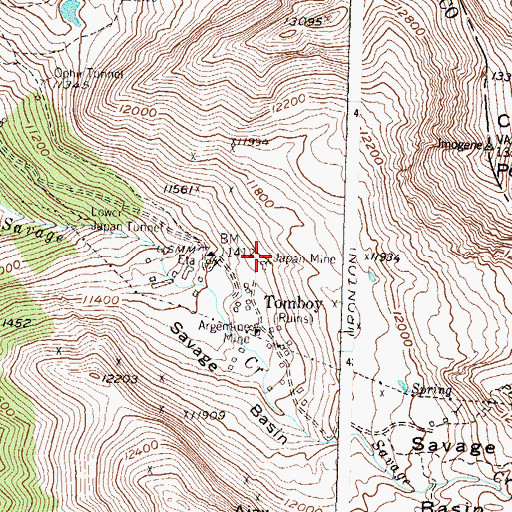 Topographic Map of Japan Mine, CO