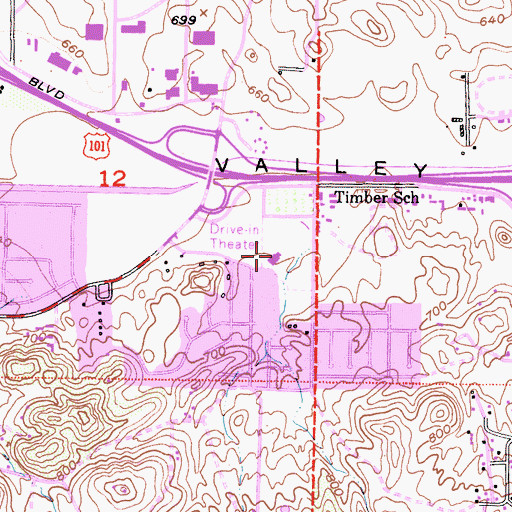 Topographic Map of Lucky and Longs Shopping Center, CA