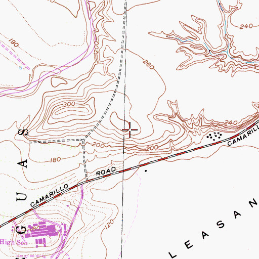 Topographic Map of Mission Oaks Plaza Shopping Center, CA