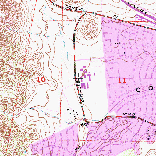 Topographic Map of Newbury Park High School, CA