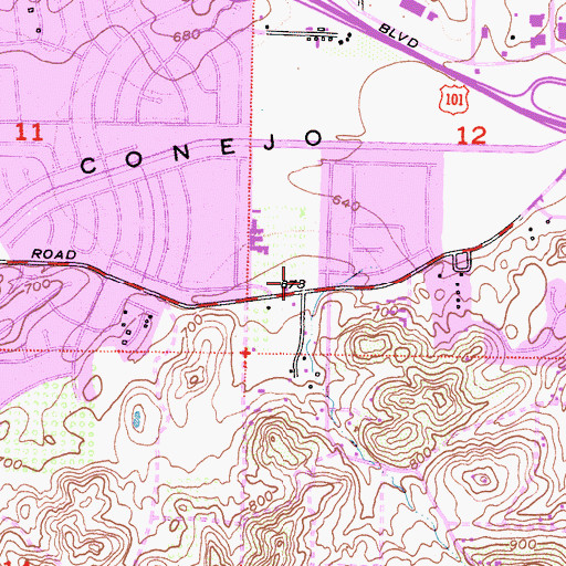 Topographic Map of Newbury Park Library, CA