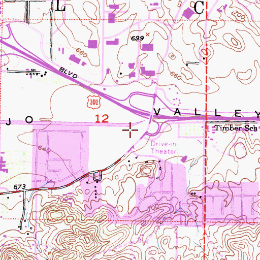 Topographic Map of Newbury Square Shopping Center, CA