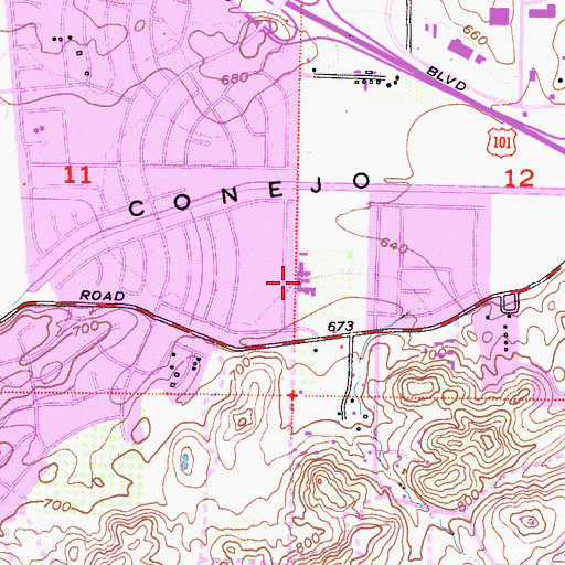 Topographic Map of Sequoia Intermediate School, CA