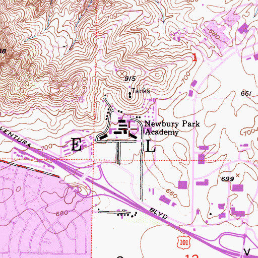 Topographic Map of Seventh Day Adventist Church, CA