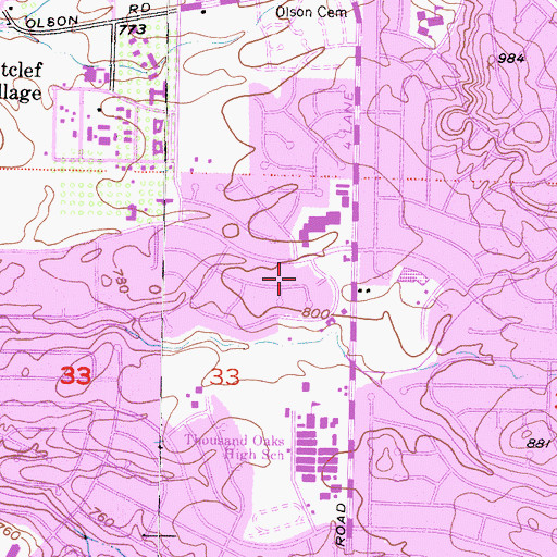 Topographic Map of Conejo Valley Baptist Church, CA