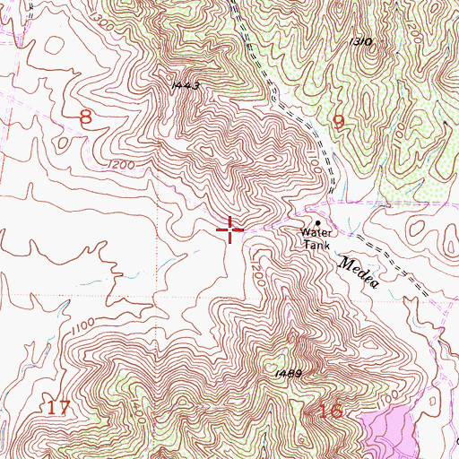 Topographic Map of Oak Hills Elementary School, CA