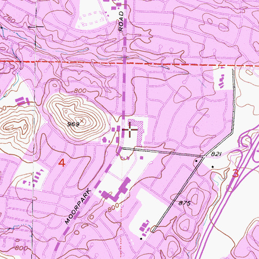 Topographic Map of Park Oaks Shopping Center, CA