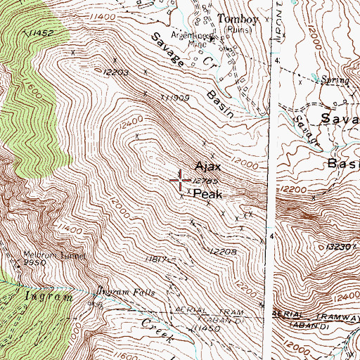 Topographic Map of Ajax Peak, CO