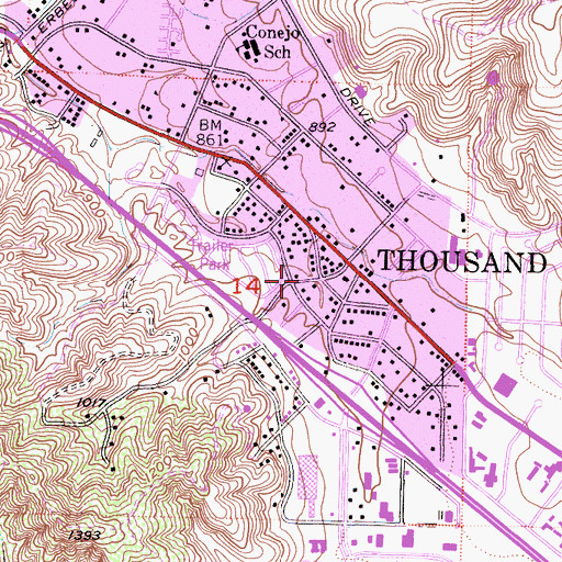 Topographic Map of Agape Christian Fellowship Church, CA