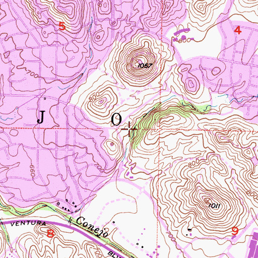 Topographic Map of Conejo Valley Botanic Gardens, CA