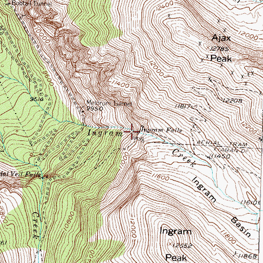 Topographic Map of Ingram Falls, CO