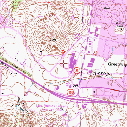 Topographic Map of Conejo Valley Post Office, CA
