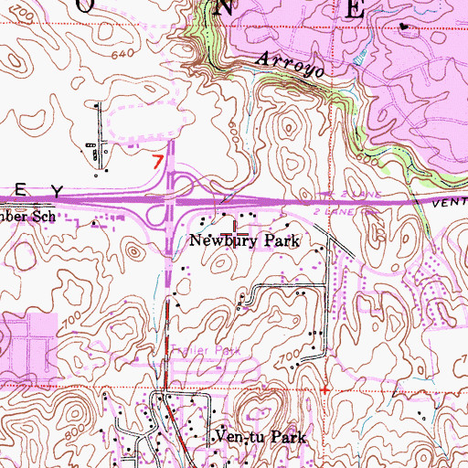 Topographic Map of Conejo Valley Trailer Park, CA