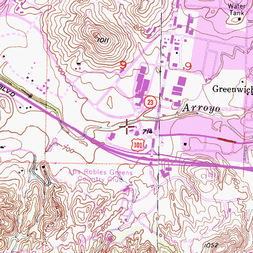 Topographic Map of El Cid Plaza Shopping Center, CA