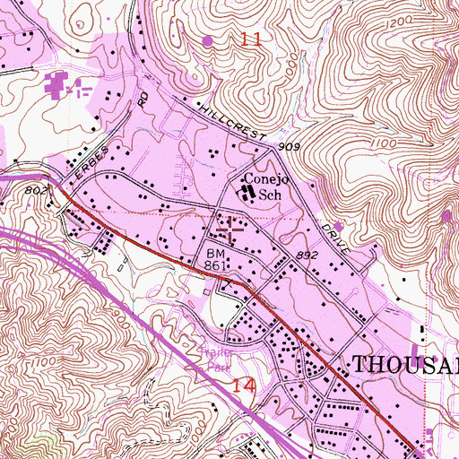 Topographic Map of El Parque de la Paz, CA