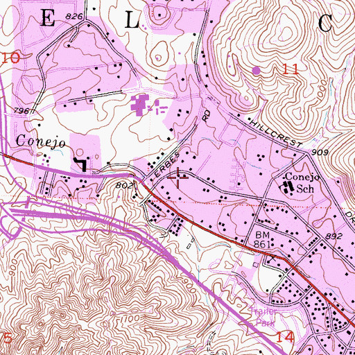 Topographic Map of Faith Tabernacle United Pentecostal Church, CA