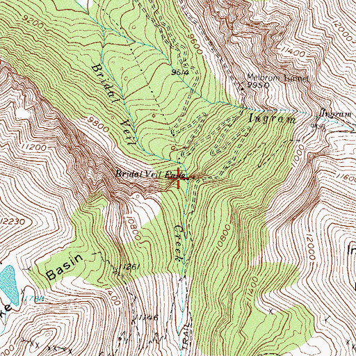 Topographic Map of Bridal Veil Falls, CO