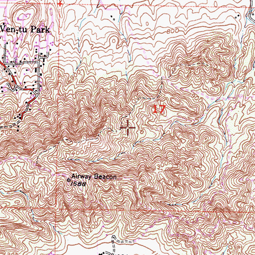 Topographic Map of Hope Nature Preserve, CA