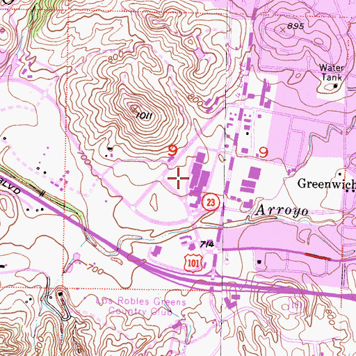 Topographic Map of Janss Mall Shopping Center, CA