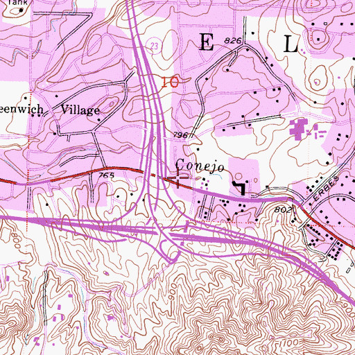 Topographic Map of La Siesta Plaza Shopping Center, CA