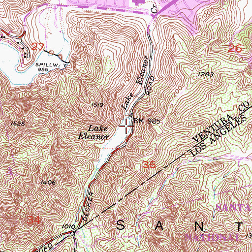 Topographic Map of Lake Eleanor Open Space, CA